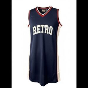 Retro Classics Navy Athletic V Neck Jersey Dress Size XL